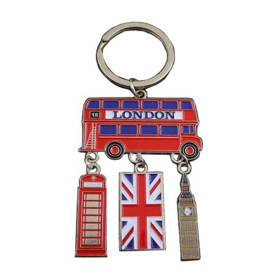 Customize Decoration Travel London Souvenir Metal Keyholder Advertising Keyrings Keychain