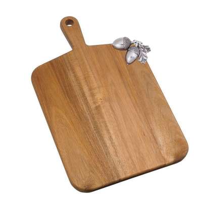 Bamboo Cheese Board and Cutlery Knife Cutting Metal Acorn Rond Acacia Wood Cheese Board Set