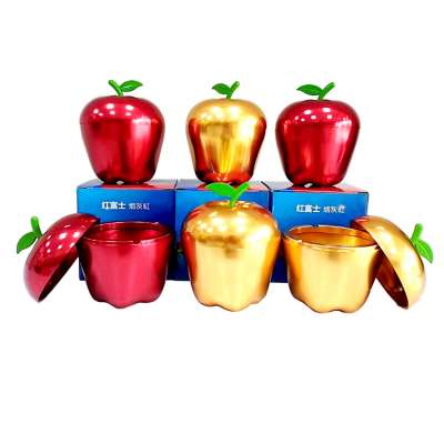 High quality business gifts Aluminum alloy 3D colorful red Fuji apple shaped metal ashtray