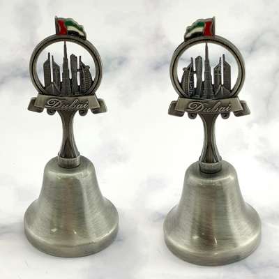 Manufactory Wholesale Custom Dubai Souvenir skyscrapers Handheld Dinner Bell Metal Table Call Dinner Bell